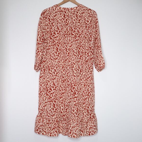 Cabi Womens High-Lo Dress Size Medium Orange Pink Animal Print Tie Waist‎ Boho - Picture 2 of 10